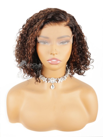 Brown Highlight Curly Bob Glueless 2x6 / 5x5 Closure HD Lace Wig [HCW11]