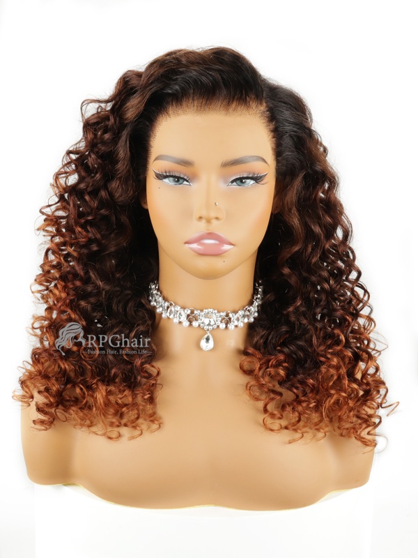 Copper brown ombre 2024 wavy lace wig