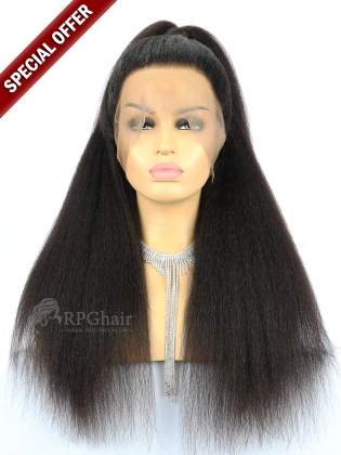 10-18" Kinky Straight Indian Remy Hair 360 Lace Wigs [RFS030]
