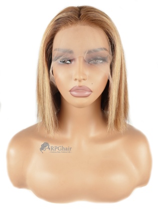 Small Size 10" 180% Density Highlights Color Silky Straight Bob Hair Style Indian Virgin Hair Lace Front Wig [CSL240]