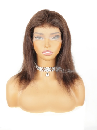 10" 130% Density #2 Color Silky Straight Hair Style Indian Virgin Hair Transparent Lace Wig[CSL251]
