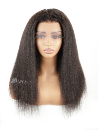 16" 130% Density #1B Color Kinky Straight Hair Style Indian Virgin Hair Lace Front Wig[CSL252]
