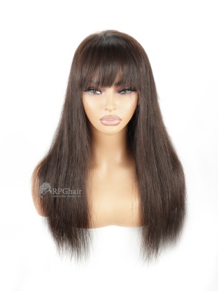 Small Size 18" 130% Density Silky Straight Hair Style Indian Virgin Hair Lace Front Wig With The Bangs[CSL254]