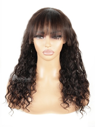 16" 130% Density Curly Hair Style Brazilian Virgin Hair Lace Front Wig With The Bangs[CSL255]