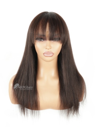 Small Size 16" 130% Density Yaki Straight Hair Style Indian Virgin Hair Lace Front Wig With The Bangs[CSL257]