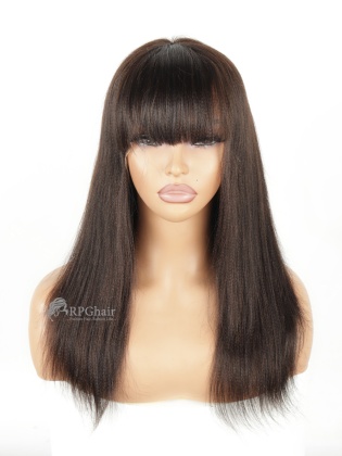 Small Size 14" 150% Density Yaki Straight Hair Style Indian Virgin Hair 13x4 Lace Front Wig With The Bangs[CSL258]