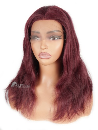 Top Quality Brazilian Virgin Hair #99J 14" 130% Density Lace Front Wig w/ Silk Top [CSL63]