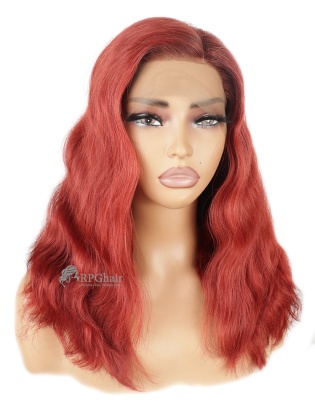 Top Quality Brazilian Virgin Hair Red Color Wave Bob Hairstyle Lace Front Wig [CSL76]