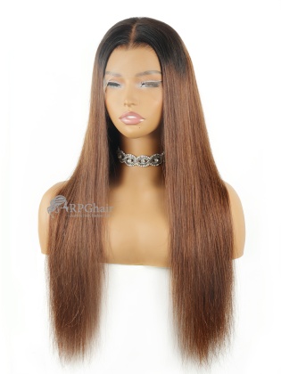 Ombre Brown Silky Straight Invisi-Strap Snug Fit Glueless 360 HD Lace Wig [ISW10]