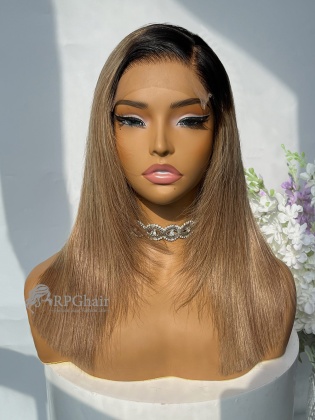 Ombre Blonde Silky Straight Layered Bob Wear & Go 2x6 / 5x5 Glueless HD Lace Wig [HCW31]