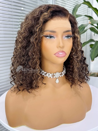 Blonde Highlights Curly Bob Wear & Go 7x6 Glueless HD Lace Wig [HCW16]