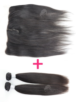 2 Bundles Body Wave Indian Virgin Hair Weaves with one Lace Closure