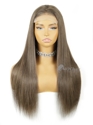 Sandy Silver Brown Silky Straight Wear & Go 5x5 Glueless Swiss Transparent Lace Wig [HCW24]