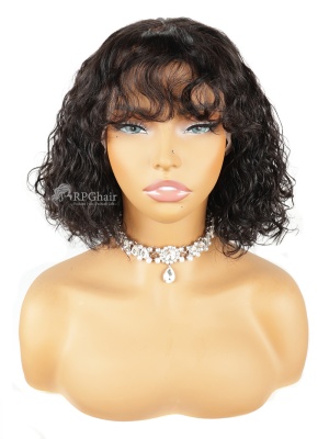 Wavy Bob With Bangs Glueless 5x5 Closure HD Lace Wig [HCW13]